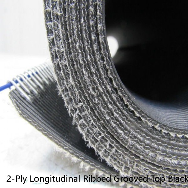 2-Ply Longitudinal Ribbed Grooved Top Black Rubber Conveyor Belt 32"x9' Long