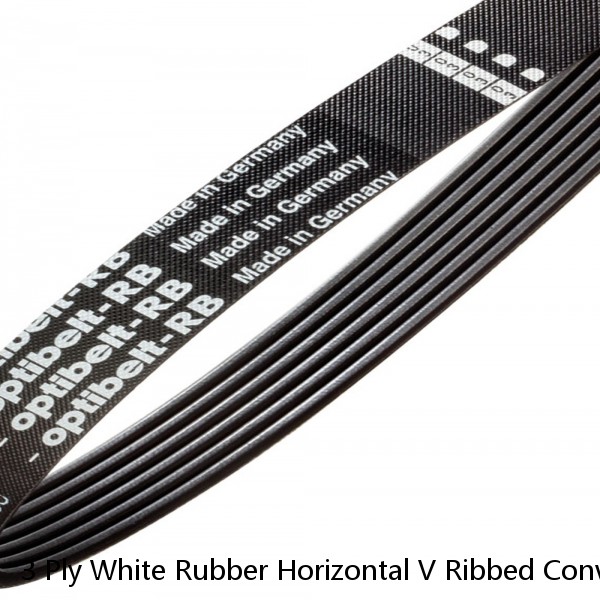 3 Ply White Rubber Horizontal V Ribbed Conveyor Belt 12Ft X 10-1/4" 0.155" Thick